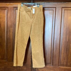 LOFT New Women’s Curvy Straight Corduroy Cotton Blend Tan Pants Size 32 / 14